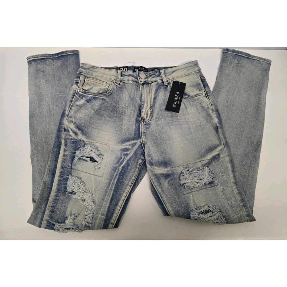 Waimea Boys Distressed Bleach Wash Blue Jeans Size 20 NWT